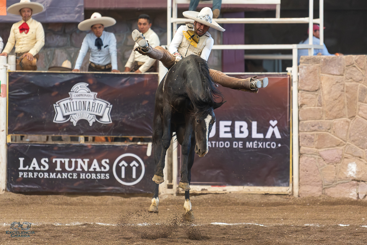 Fuertes reparos de la yegua soportó el jinete de Rancho El Pitayo, José María Álvarez